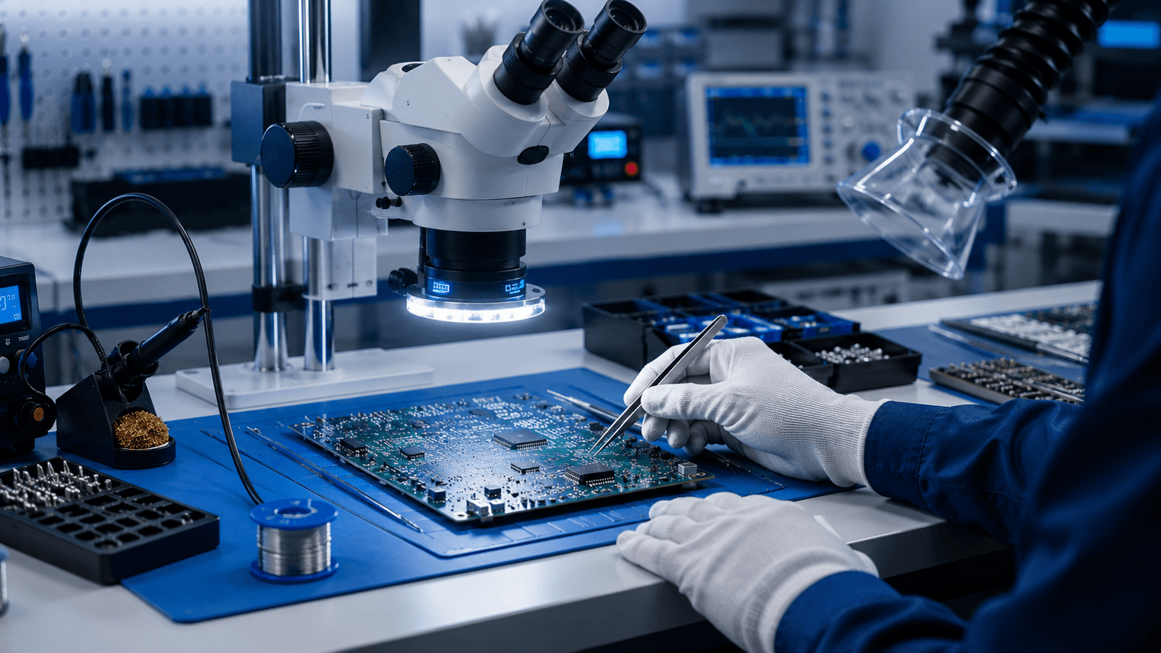 Mesa técnica para ensamblaje de placas PCB